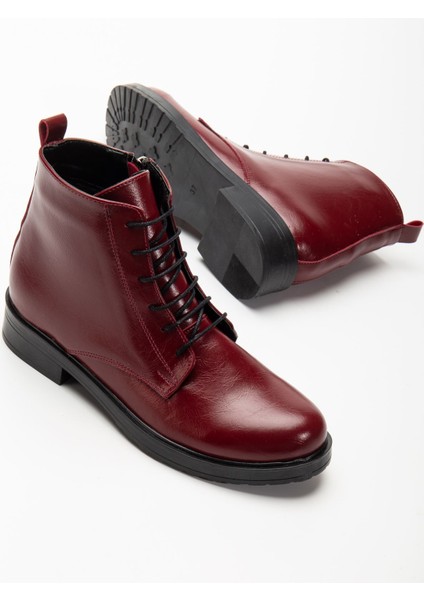 Bordo Yanki Bağcıklı Fermuarlı Günlük Kadın Bot fırsatları