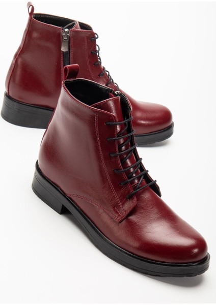 Bordo Yanki Bağcıklı Fermuarlı Günlük Kadın Bot indirimleri