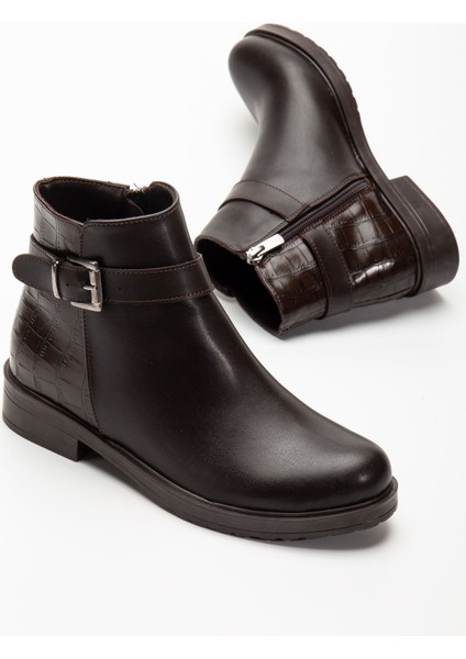 Kahve Kroko Toka Aksesuarlı Fermuarlı Günlük Kadın Bot fırsatları