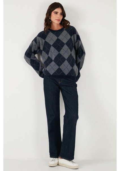 Baklava Desenli Oversize Bisiklet Yaka Yumuşak Dokulu Kazak Bayan Kazak 4616262 fiyatları