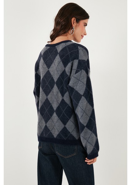 Baklava Desenli Oversize Bisiklet Yaka Yumuşak Dokulu Kazak Bayan Kazak 4616262 indirimleri