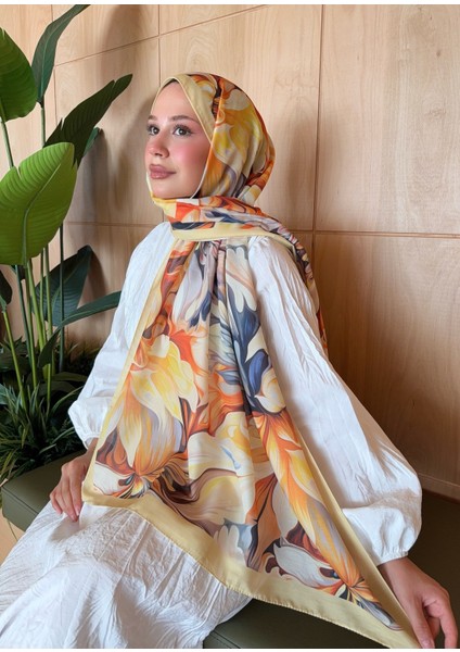 Desenli Pamuk Soft Şal Ilham Serisi Sarı Turuncu PS63 fiyatları