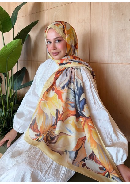 Desenli Pamuk Soft Şal Ilham Serisi Sarı Turuncu PS63 fırsatları