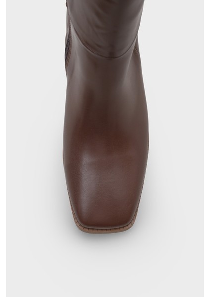 Merilyn Küt Burunlu Kalın Orta Topuklu Fermuarlı Uzun Kadın Çizme modelleri