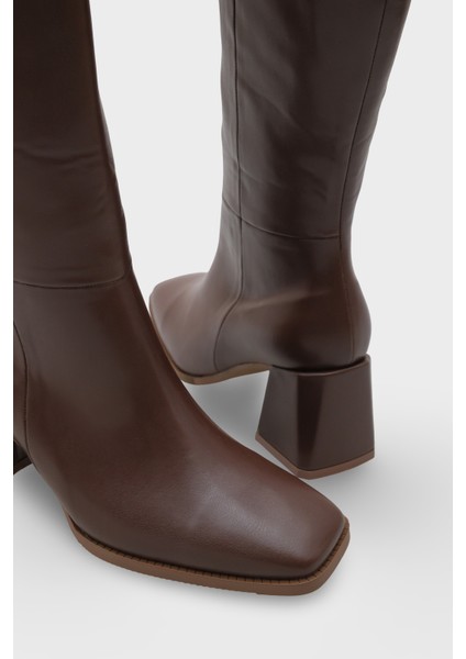 Merilyn Küt Burunlu Kalın Orta Topuklu Fermuarlı Uzun Kadın Çizme indirimleri