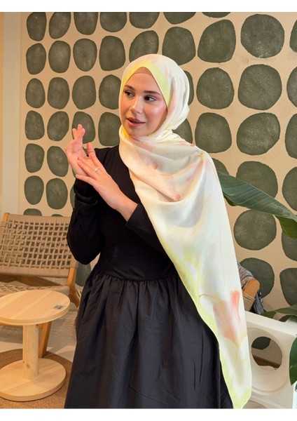 Retro Desenli Pamuk Şal Mena Serisi Sarı Krem PS45 indirimleri