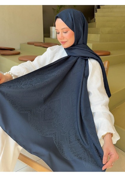 Diamond Desen Jakar Şal Lacivert