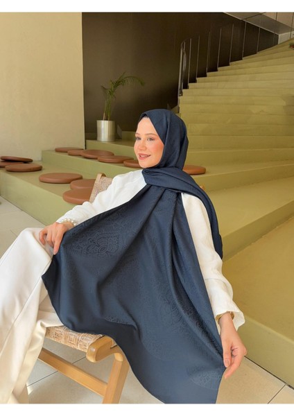 Diamond Desen Jakar Şal Lacivert modelleri