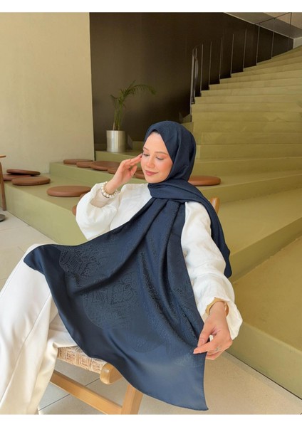 Diamond Desen Jakar Şal Lacivert indirimleri