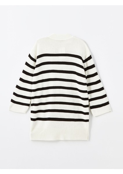 Yeni Sezon Dik Yaka Çizgili Oversize Kadın Triko Tunik indirimleri