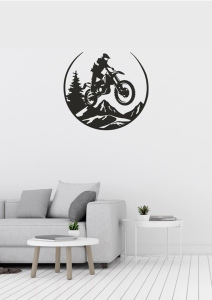 Enduro Dağ Motosiklet Figürlü Metal Duvar Tablosu