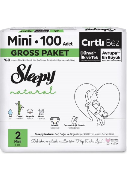Bfs Sleepy Natural Bebek Bezi Gross Paket 2 Beden 3-6 kg 100 Adet