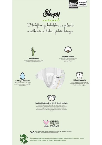 Bfs Sleepy Natural Bebek Bezi Gross Paket 2 Beden 3-6 kg 100 Adet fırsatları