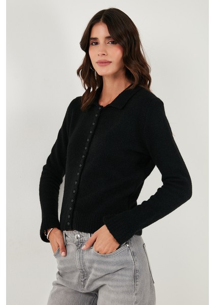 Yün Karışımlı Regular Fit Düğmeli Polo Yaka Hırka Bayan Hırka 4617013 fırsatları