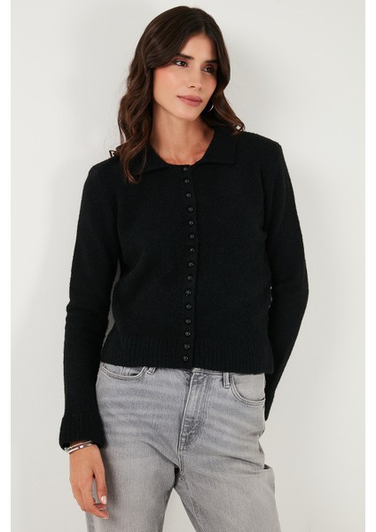 Yün Karışımlı Regular Fit Düğmeli Polo Yaka Hırka Bayan Hırka 4617013 indirimleri