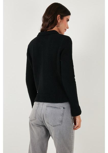 Yün Karışımlı Regular Fit Düğmeli Polo Yaka Hırka Bayan Hırka 4617013