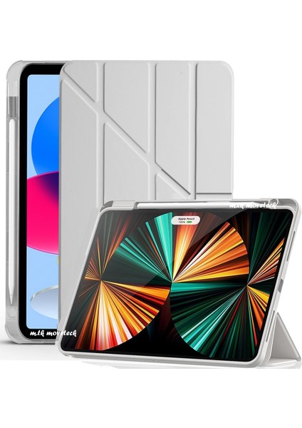 Samsung Galaxy Tab S9 Fe/S10 Fe 10.9 Kılıf Kalem Bölmeli Trifolding Üçgen Katlanır Yatay Dikey Standlı SM-X510 SM-X520