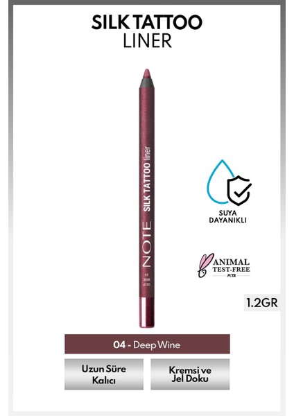 Silk Tattoo Liner Suya Dayanıklı Ipeksi Jel Göz Kalemi - 04 Deep Wine - Bordo (Mat)