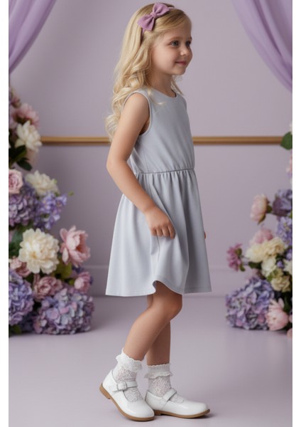 0025 - Açık Gri Elbise Lila Bandana Takım fiyatları