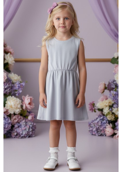 0025 - Açık Gri Elbise Lila Bandana Takım modelleri