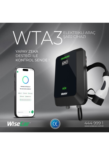 WTA - Yapay Zeka Destekli Akıllı Elektrikli Araç Şarj Cihazı | 22 kW | Mobil Uygulama & WiseCar AI fiyatları