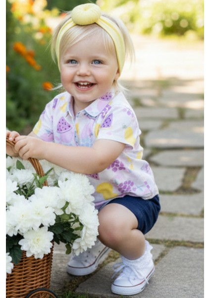 Kot Şort Karpuz Desenli Gömlek Bandana Takım