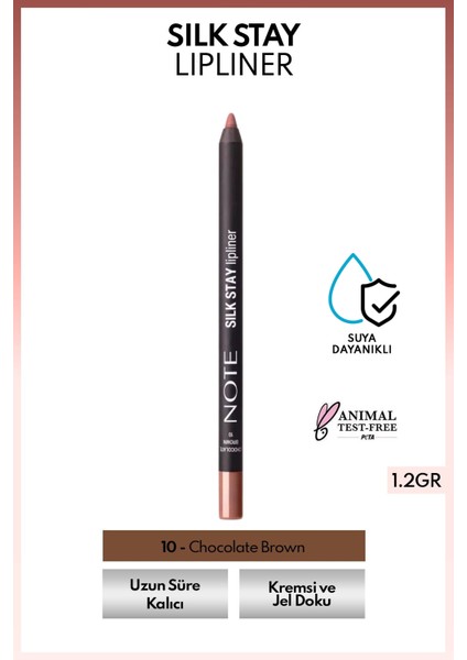 Silk Stay Lipliner Suya Dayanıklı Ipeksi Dudak Kalemi - 10 Chocolate Brown - Kahverengi