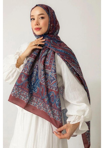 Retro Desenli Pamuk Şal Kadın PS10