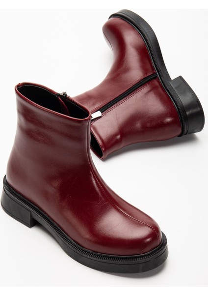 Bordo Kırışık Rugan Fermuarlı Günlük Kadın Bot fırsatları