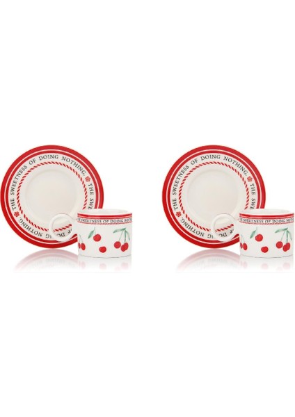 Porselen 2 Kişilik Türk Kahvesi Takımı – Kiraz Desenli | 100 ml fiyatları