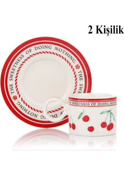 Porselen 2 Kişilik Türk Kahvesi Takımı – Kiraz Desenli | 100 ml fırsatları