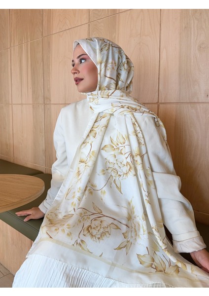 Retro Desen Pamuk Soft Şal Kadın Beyaz Gold PS35 fiyatları