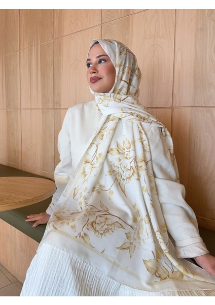 Retro Desen Pamuk Soft Şal Kadın Beyaz Gold PS35 fırsatları