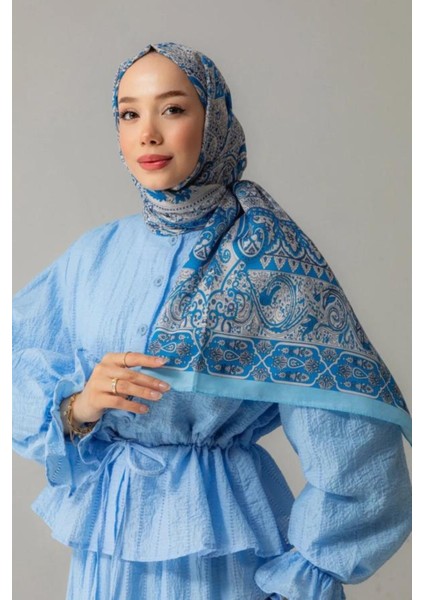 Retro Desenli Pamuk Şal Kadın PS13