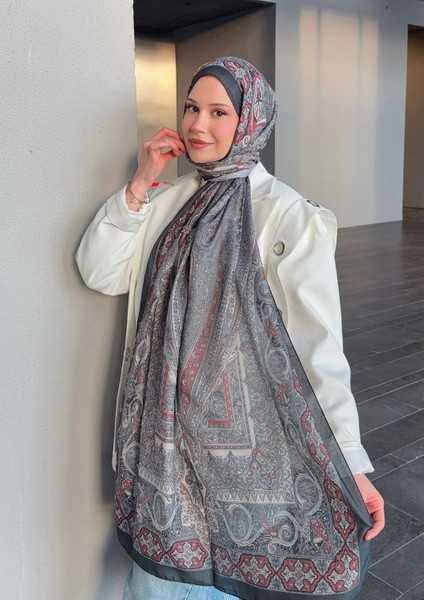 Retro Desen Pamuk Şal Siyah Bordo Ps3 modelleri