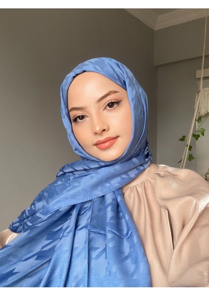 Kazayağı Desen Mavi Ipeksijakar Şal