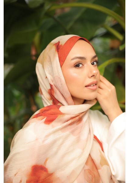 Desenli Bambu Kraş Şal Tok Duran Kadın Şal Kiremit modelleri