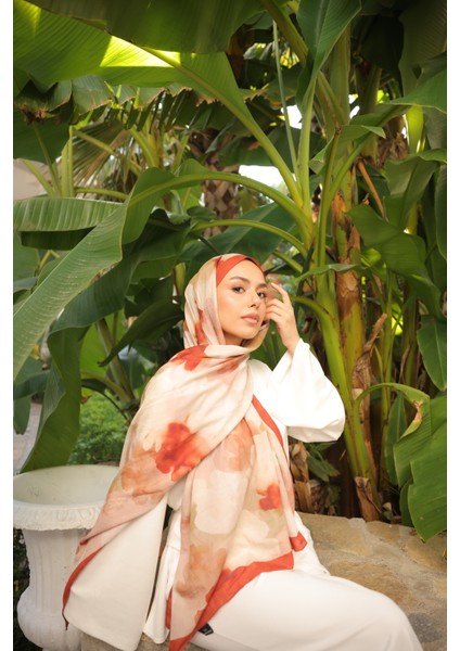 Desenli Bambu Kraş Şal Tok Duran Kadın Şal Kiremit fırsatları