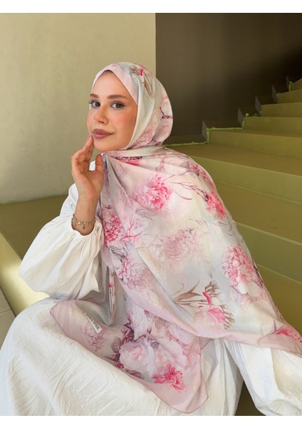 Fransız Ipeği Desenli Dökümlü Şal Pembe