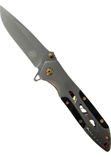 Swat Yarı Otomatik Altın Detaylı Kemer Klipsli Outdoor Çakı