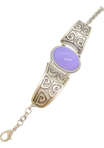 Eski Dünyanın Cazibesi, Modern Stilin Vazgeçilmezi , Lila Renk Akrilik Taş, Döküm Üzerinde Gümüş Kaplama Otantik Bileklik (BLK3021)