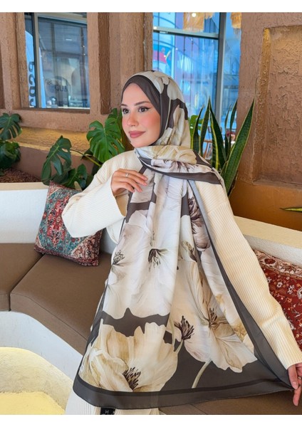 Desenli Pamuk Soft Şal Soon Serisi Yeşil Krem PS98