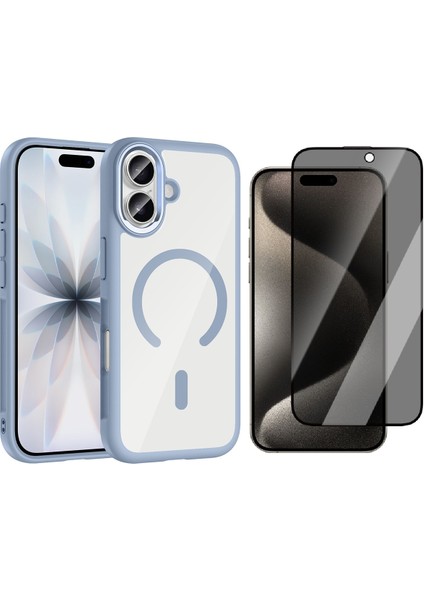 iPhone 17 Kılıf M-Safe Şarj Özellikli Metal Kamera Çerçeveli Zore Tiko Kapak + Hayalet Ekran Koruyucu