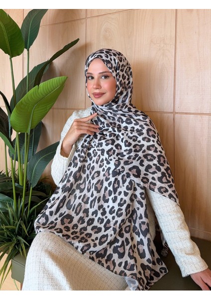 Desenli Pamuk Soft Şal Vera Serisi Krem Leopar PS147 modelleri