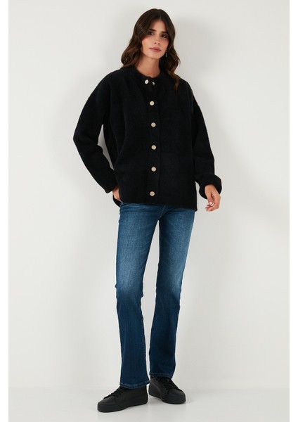 Yün Karışımlı Relaxed Fit Çıtçıt Düğmeli Hırka Bayan Hırka 4617021 fırsatları