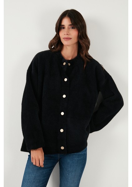 Yün Karışımlı Relaxed Fit Çıtçıt Düğmeli Hırka Bayan Hırka 4617021 indirimleri