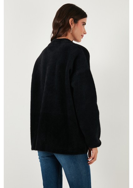 Yün Karışımlı Relaxed Fit Çıtçıt Düğmeli Hırka Bayan Hırka 4617021