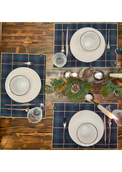 Ekose 2li Amerikan Servis 35 x 50 cm Yılbaşı Davet Yeni Yıl fırsatları