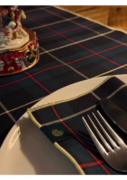 Ekose 2li Amerikan Servis 35 x 50 cm Yılbaşı Davet Yeni Yıl