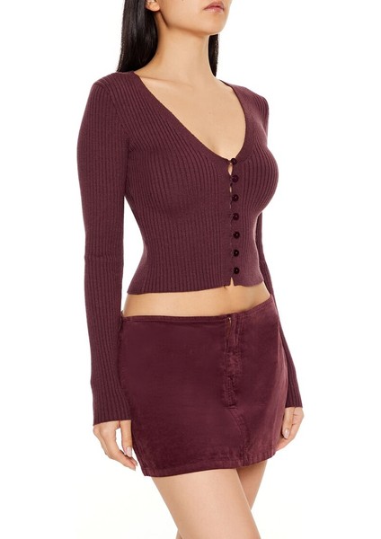 Crop Düğmeli Hırka